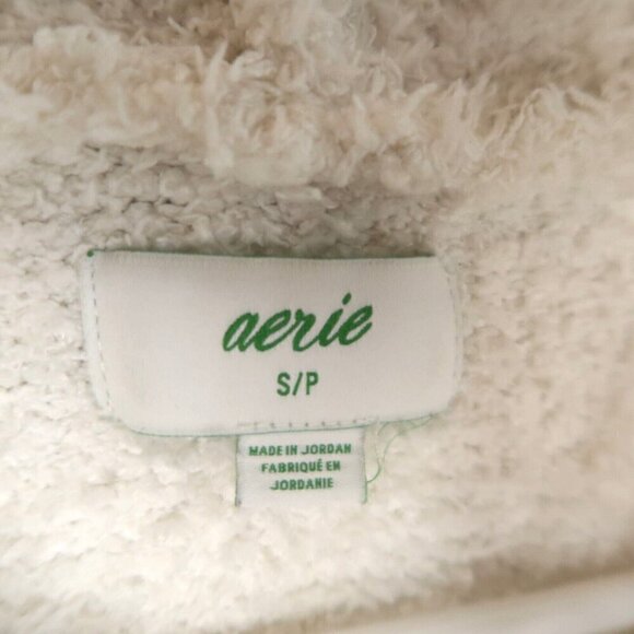 Aerie Soft Hooded White Sweater Heart Detail Teddy Fleece Oversized Women's Smal - Picture 10 of 13